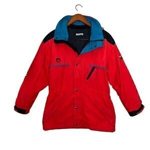 Roffe Boys Juniors Red Blue Vintage Ski Snow Hooded Jacket Size 16
